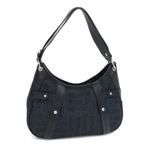 Salvatore Ferragamo Hobo Bag Black Canvas Leather Shoulder Handbag Salvatore